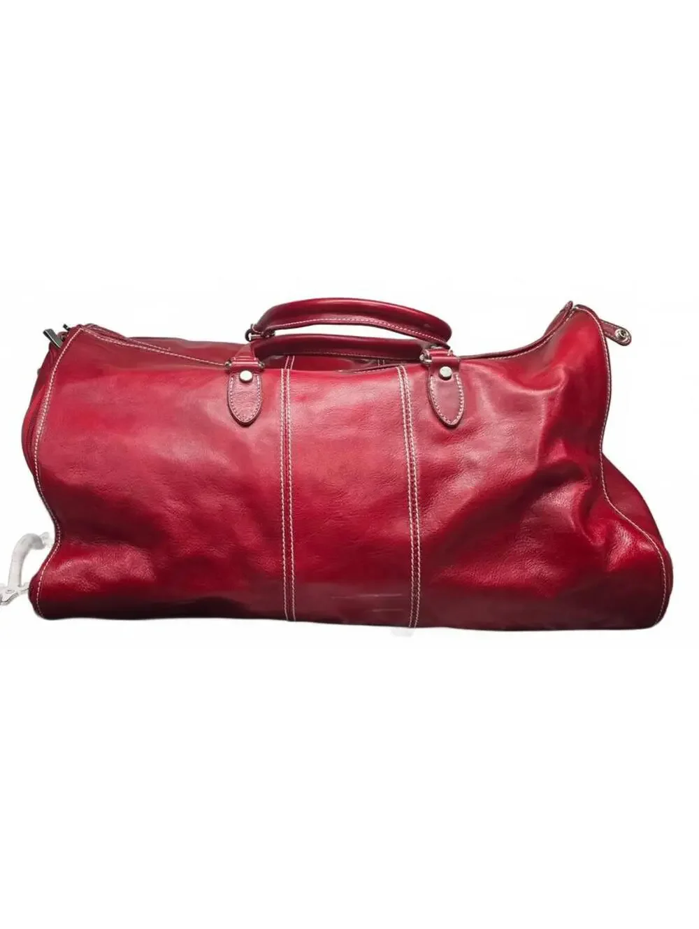 Floto Italian Leather Red Travel Duffel Bag